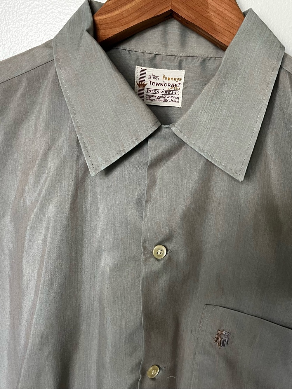 Vintage 1960’s Sharkskin (light blue and pink) Men's Button-Up Shirt JC Penny